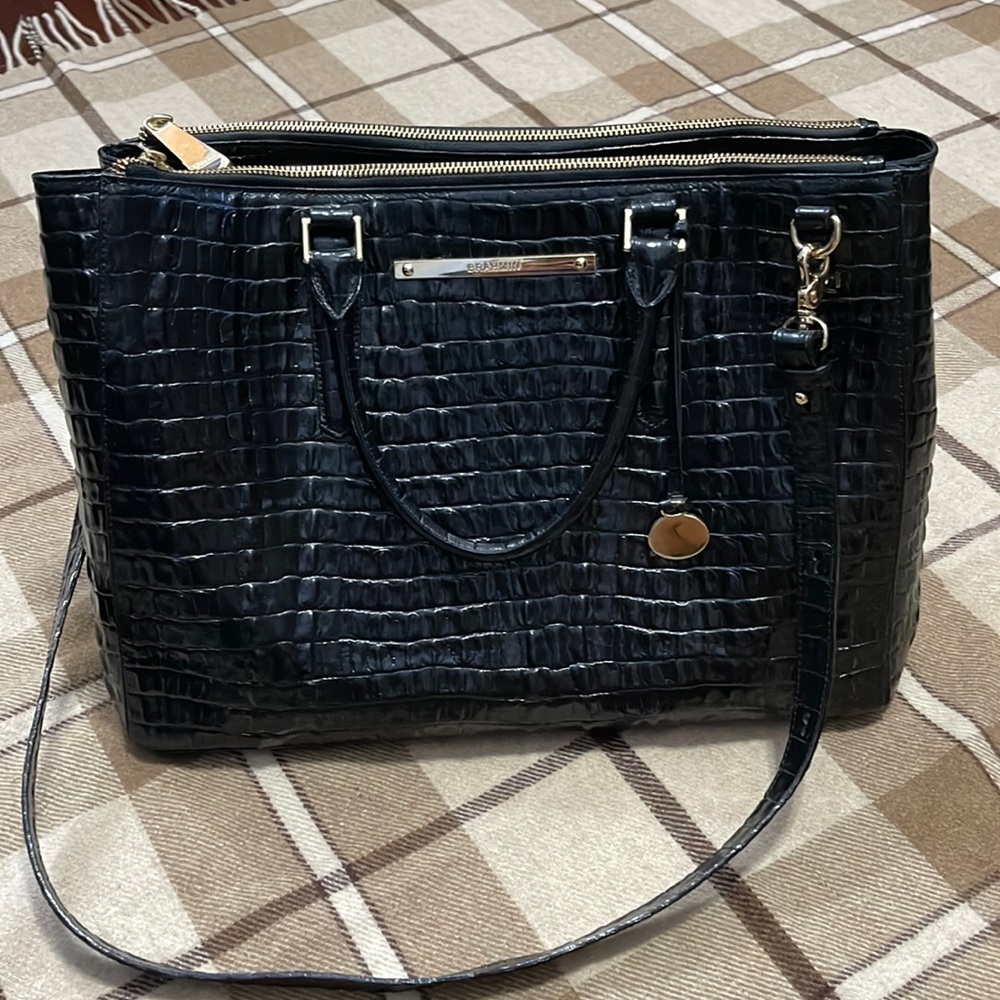 Authentic Brahmin carryall satchel two ways bag in black